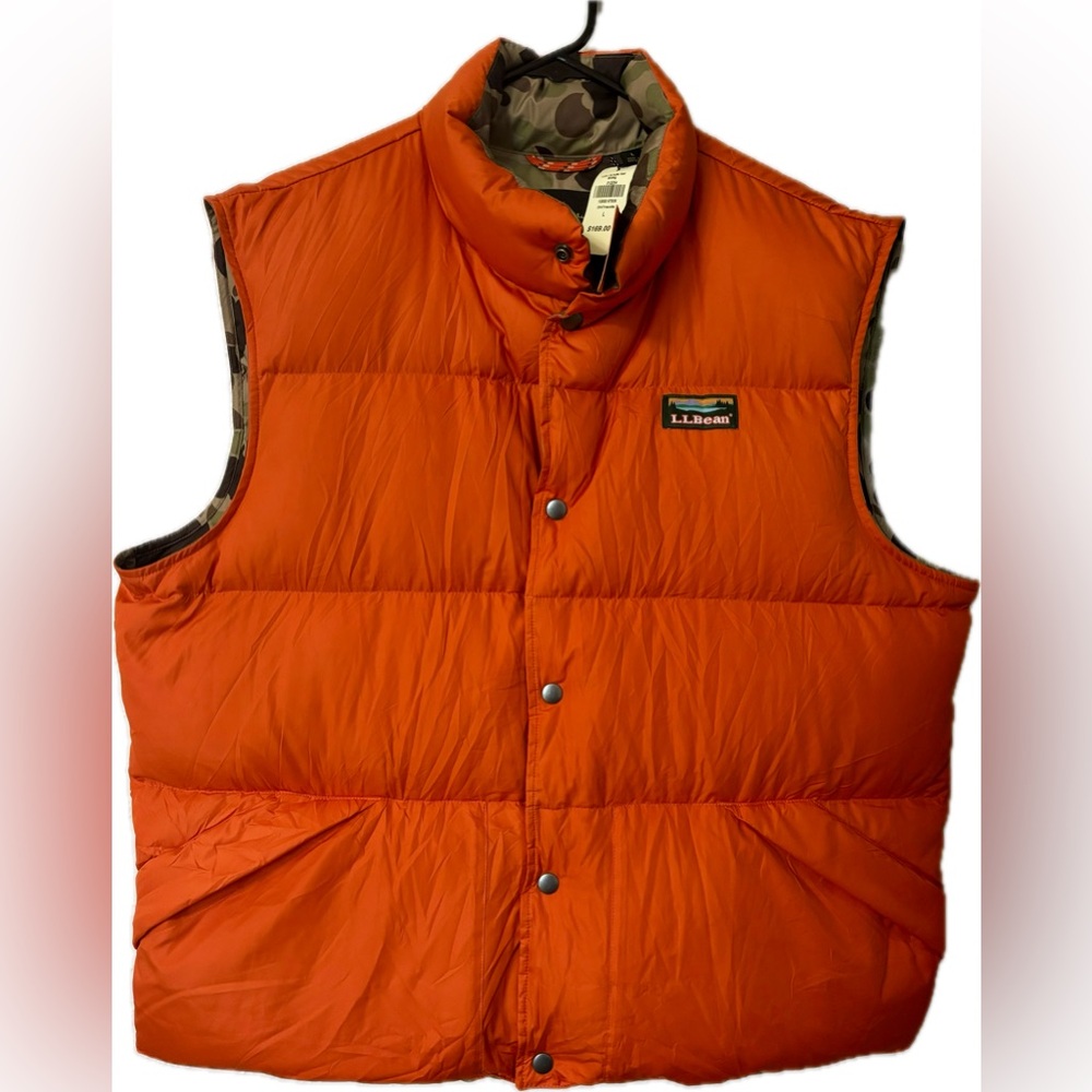NWT LL Bean x Todd Snyder Men’s Orange & Camo Down Vest - L